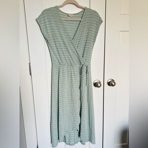 Caution To The Wind Mint Green Wrap Midi Dress with Tie